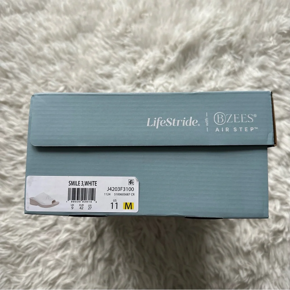 Lifestride Bzees Smile Wedge Sandal White New In Box Size 11 - Picture 9 of 9